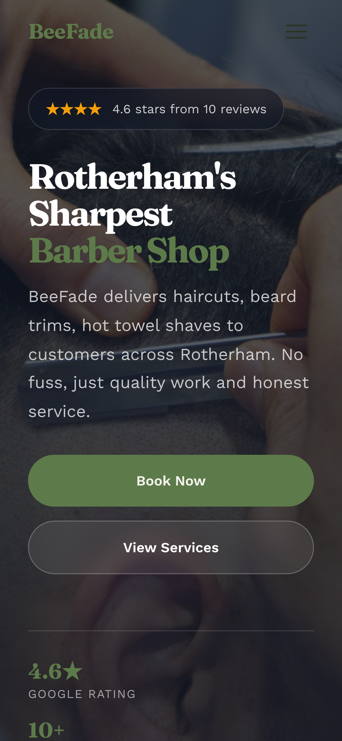 Example PageShift website — barber shop