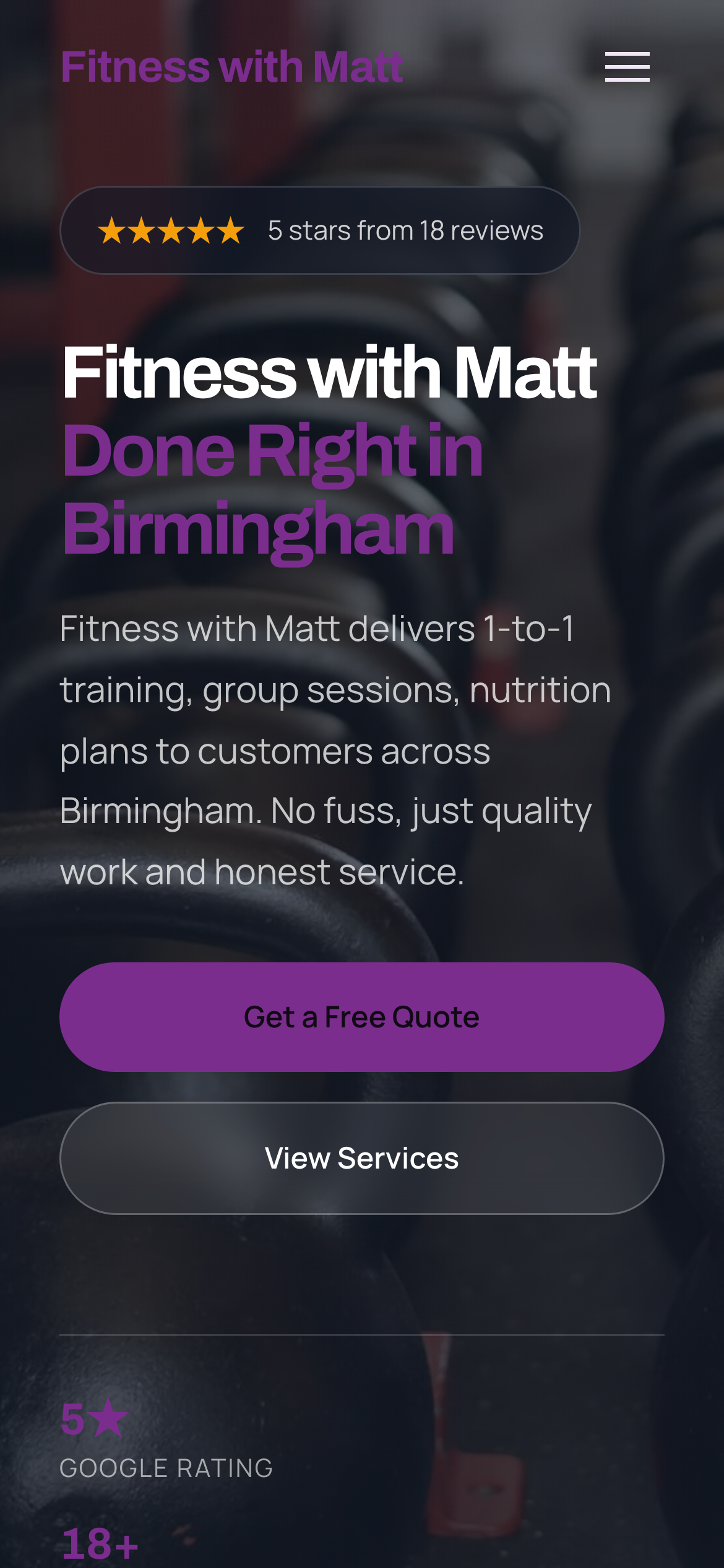 Fitness with Matt personal trainer website